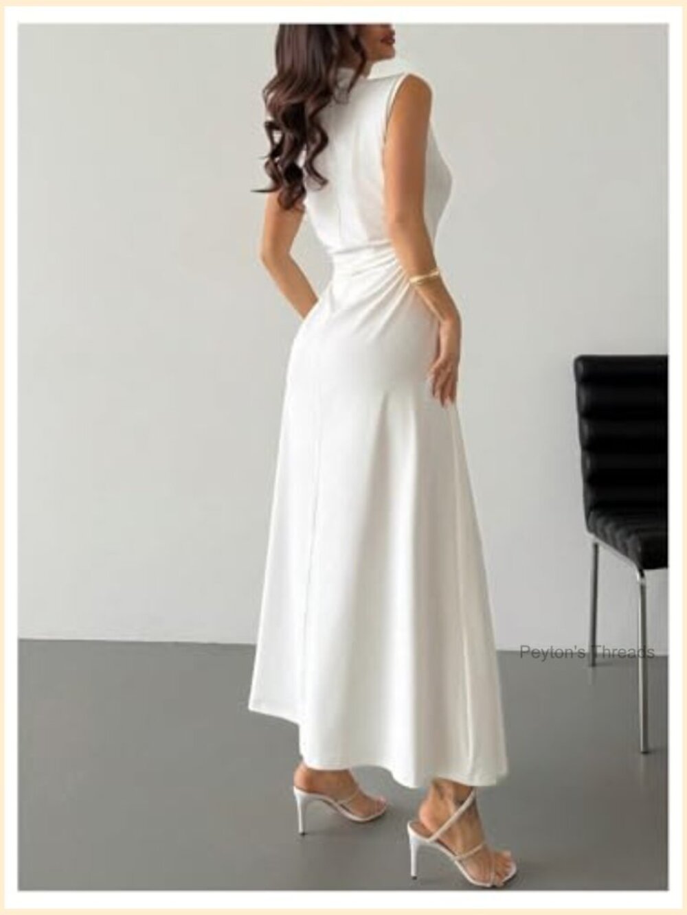 High Neck Ruched Maxi Dress Cinched Waist Slip Formal Cocktail Dress - Picture 2 of 5